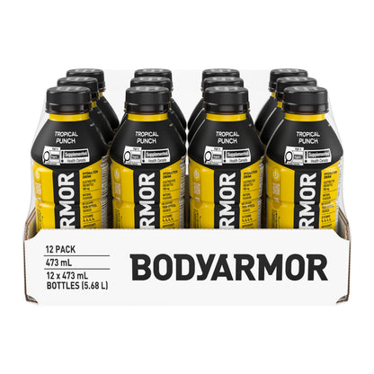 BODYARMOR SuperDrink Tropical Punch, 473 mL Bottles (12 Pack) – Sports Hydration Drink with Coconut Water, Potassium-Packed Electrolytes and Antioxidant Vitamins - Available at All In One Marketplace Canada