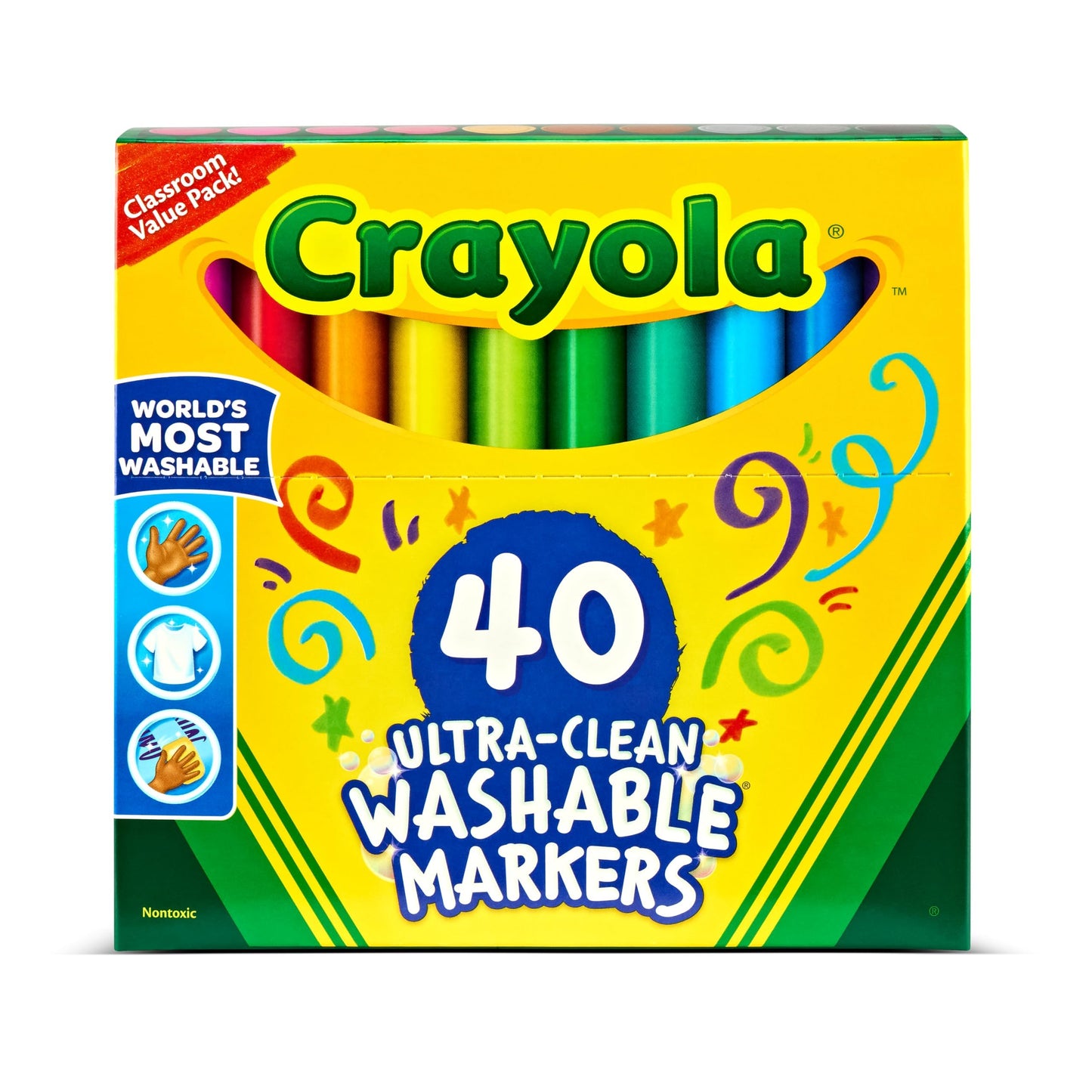 Crayola Ultra Clean Washable Markers, Broad Line Markers, Gifts, 40 Classic Colors Crayola