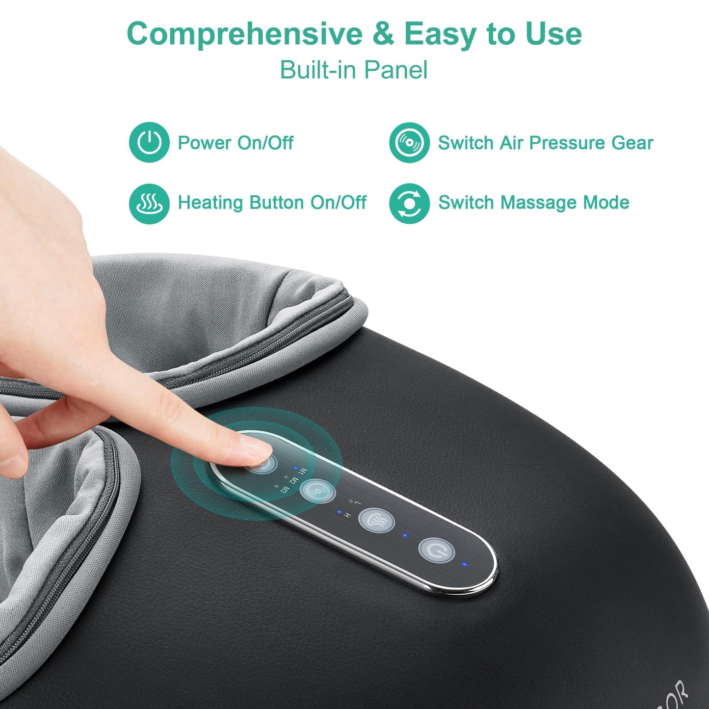 Medcursor Electric Shiatsu Foot Massager Machine with Soothing Heat, Deep Kneading for Foot Pain and Circulation, Multi-Level Settings & Air Compression, for Home or Office Use - Available at All In One Marketplace Canada