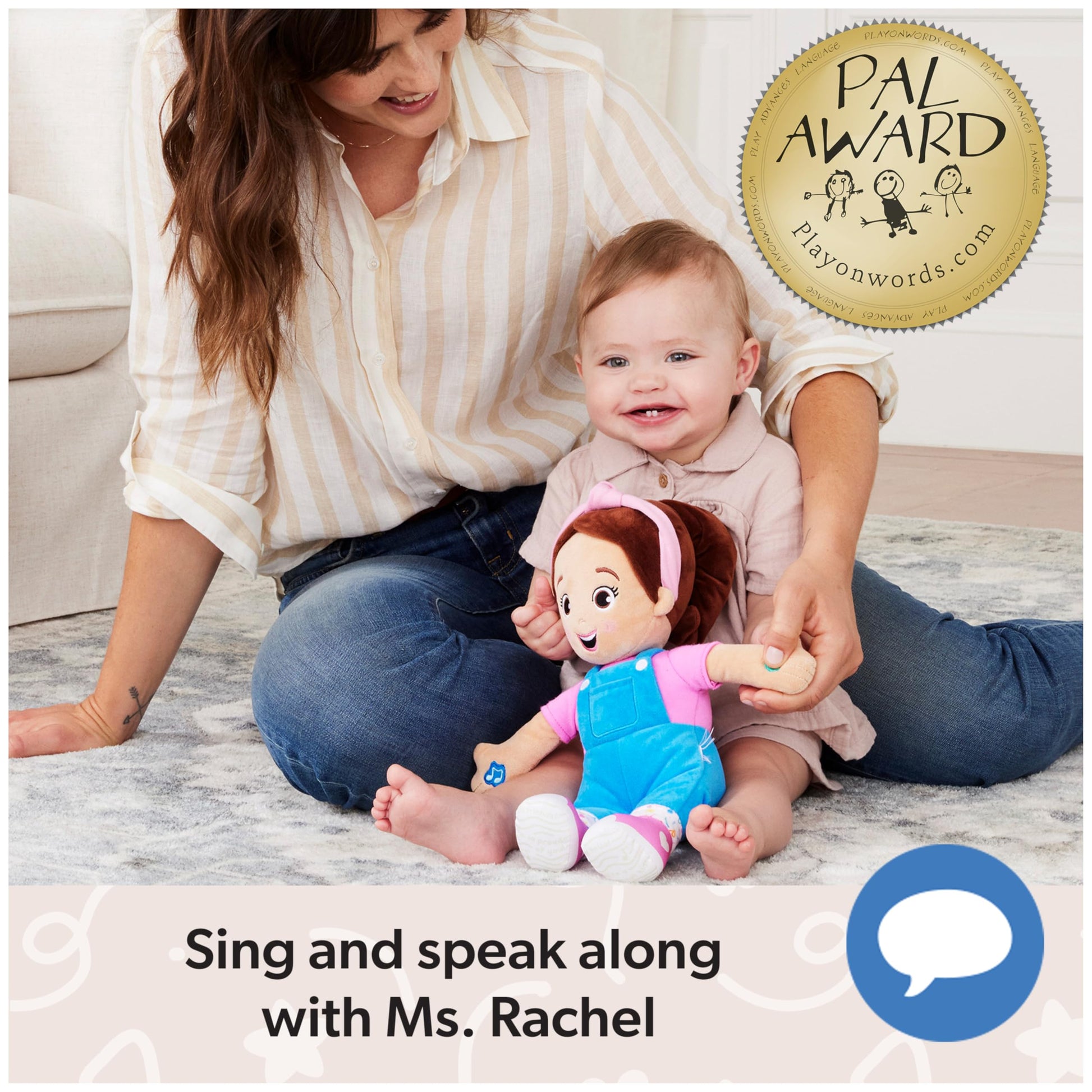 Ms. Rachel Official Speak & Sing Doll, 16” Tall Interactive Toy with 4 Songs & 16+ Phrases, Toddler Toys for Girls & Boys Ages 6 Months to 3+ Years