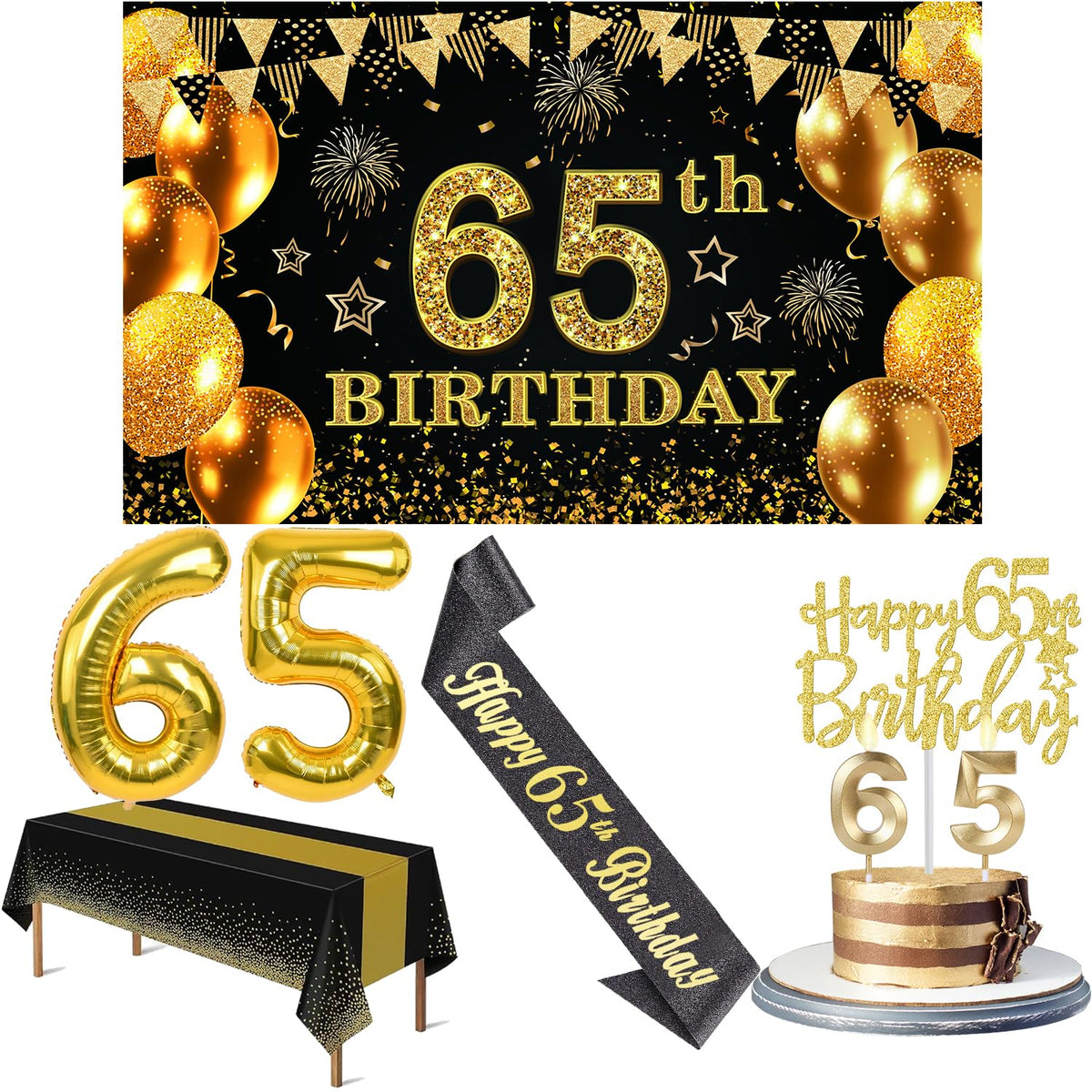 YeohJoy 65th Birthday Decorations for Men Women Black Gold 🍁 All In One Marketplace Canada