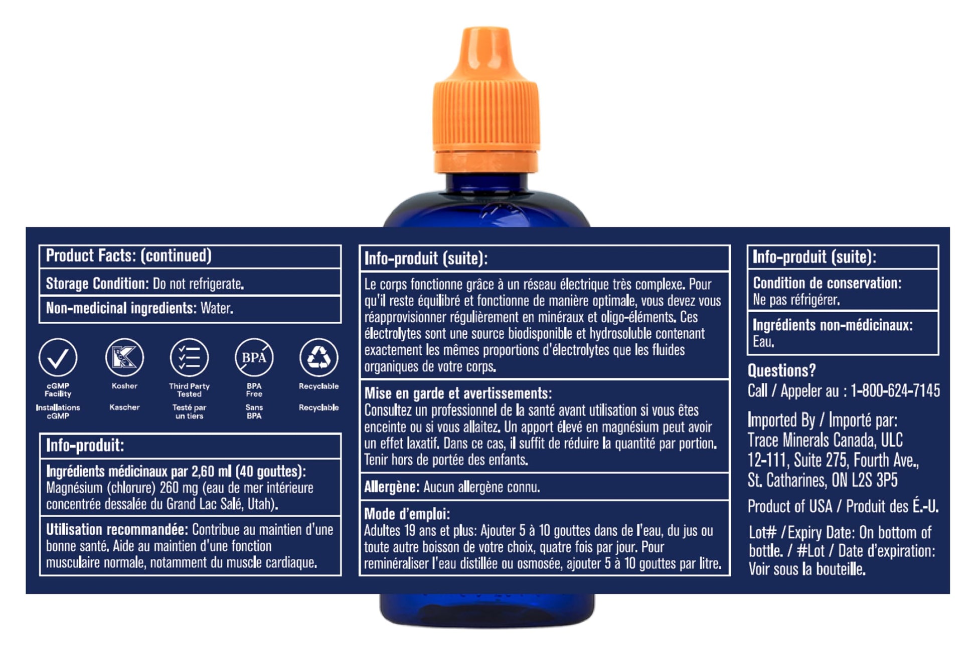 Trace Minerals ConcenTrace Drops | Ionic Liquid Magnesium, Chloride, Potassium | Full Spectrum Minerals | Low Sodium | Energy, Electrolytes, Hydration | 120 ML, 48 Day Supply Trace Minerals