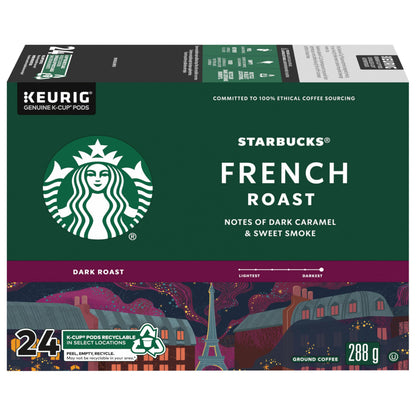 Starbucks French Roast K-Cup Pods, Dark Roast Coffee, 24 Count