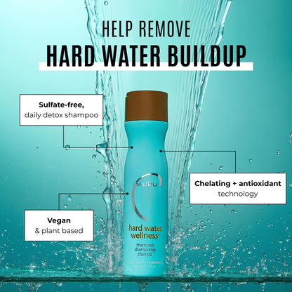Malibu C Hard Water Hair Clarifying Shampoo - Sulfate Free Chelating Formula for Build Up & Scalp Detox - Removes Minerals, Prevents Discoloration, Restores Shine - Vegan Hair Care Products, 9oz