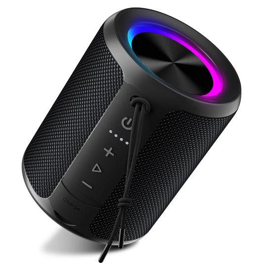 DUDGSIS Portable Bluetooth Speaker Wireless, IPX7 Waterproof Dustproof Mini Speakers, 20W Loud Bass Stereo, 15H Playtime, BT5.3 & TWS, RGB Light, for Outdoor/Shower/Home/Party, Stocking Stuffers