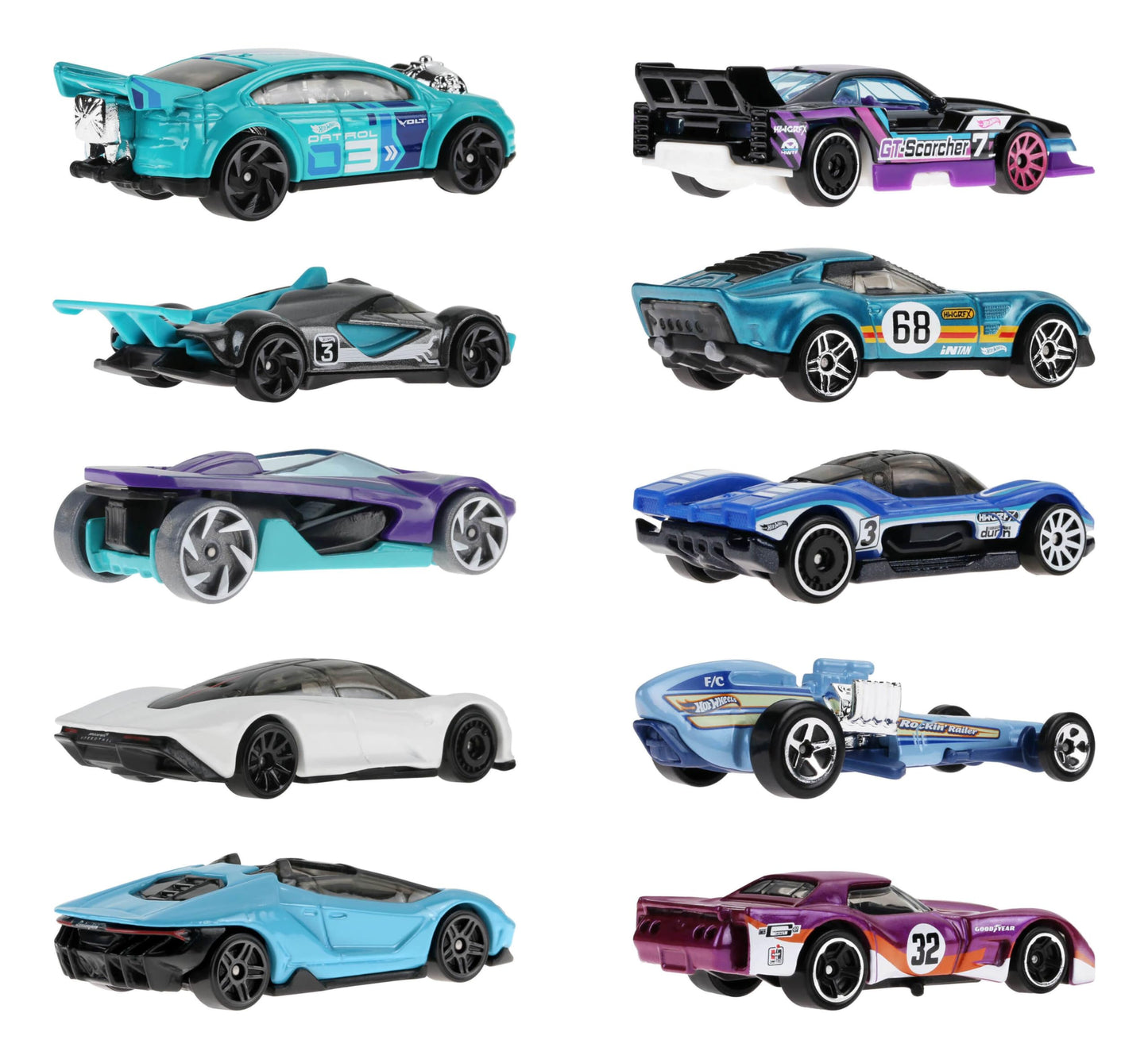Hot Wheels 10-Pack of Toy Race Cars, Includes 1:64 Scale Corvette, Lamborghini, McLaren & Hot Wheels Originals - Available at All In One Marketplace Canada