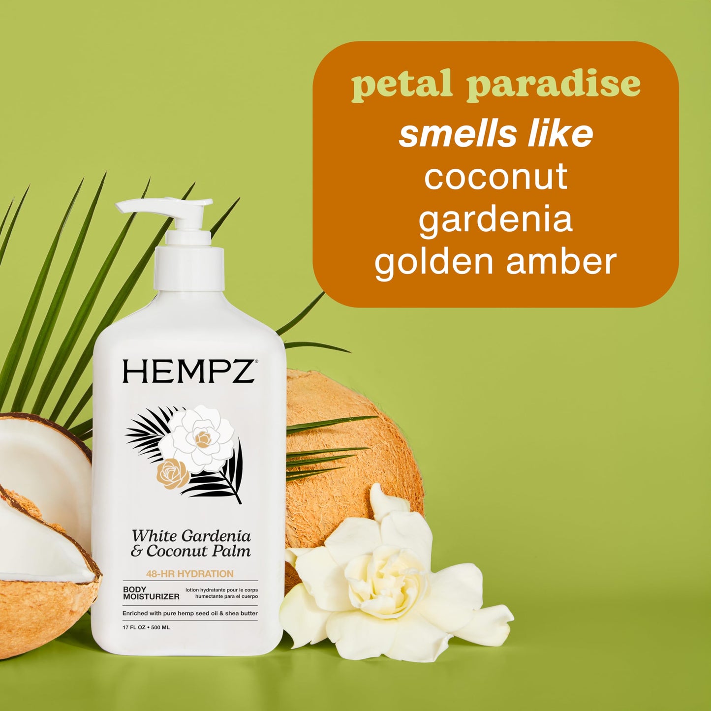 Hempz Body Lotion Moisturizer - White Gardenia & Coconut Palm - Daily Moisturizing Cream, Shea Butter, Coconut Oil - Skin Care Products, All Natural Hemp Seed Oil - 17 Fl Oz - Available at All In One Marketplace Canada