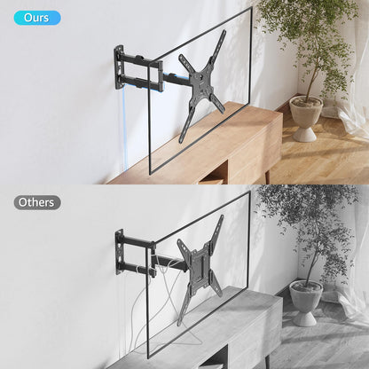 MOUNTUP TV Wall Mounts for Most 26-60 Inches TVs, Full Motion TV Bracket with Swivel and Extension, Articulating Arms, Tilt, Leveling, Single Stud Design, Max VESA 400x400mm up to 77lbs, MU0009