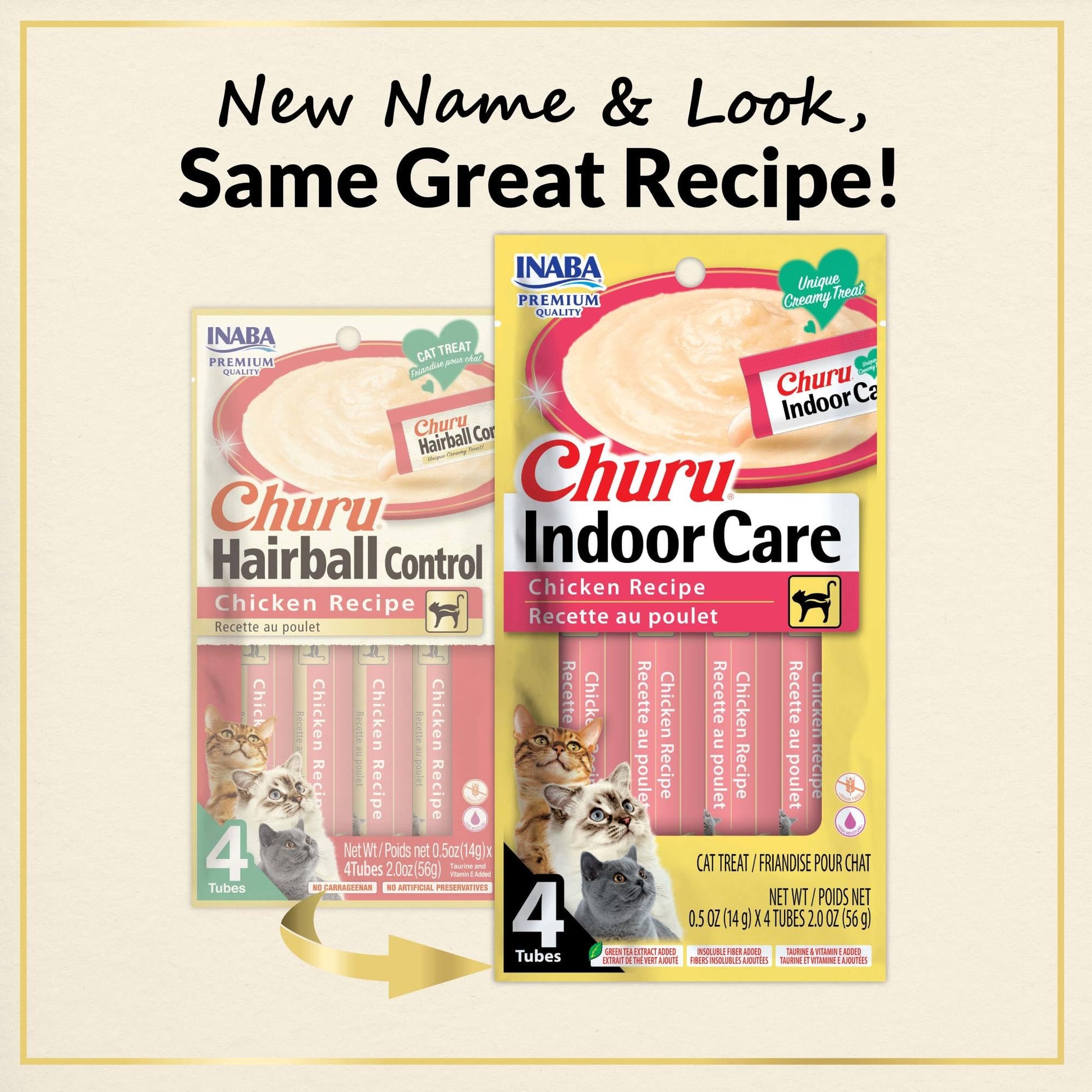 INABA Churu Indoor Care for Hairball Control, Functional Lickable Cat Treat with Taurine & Vitamin E, 14g Each, 24 Tubes Total, Chicken Recipe