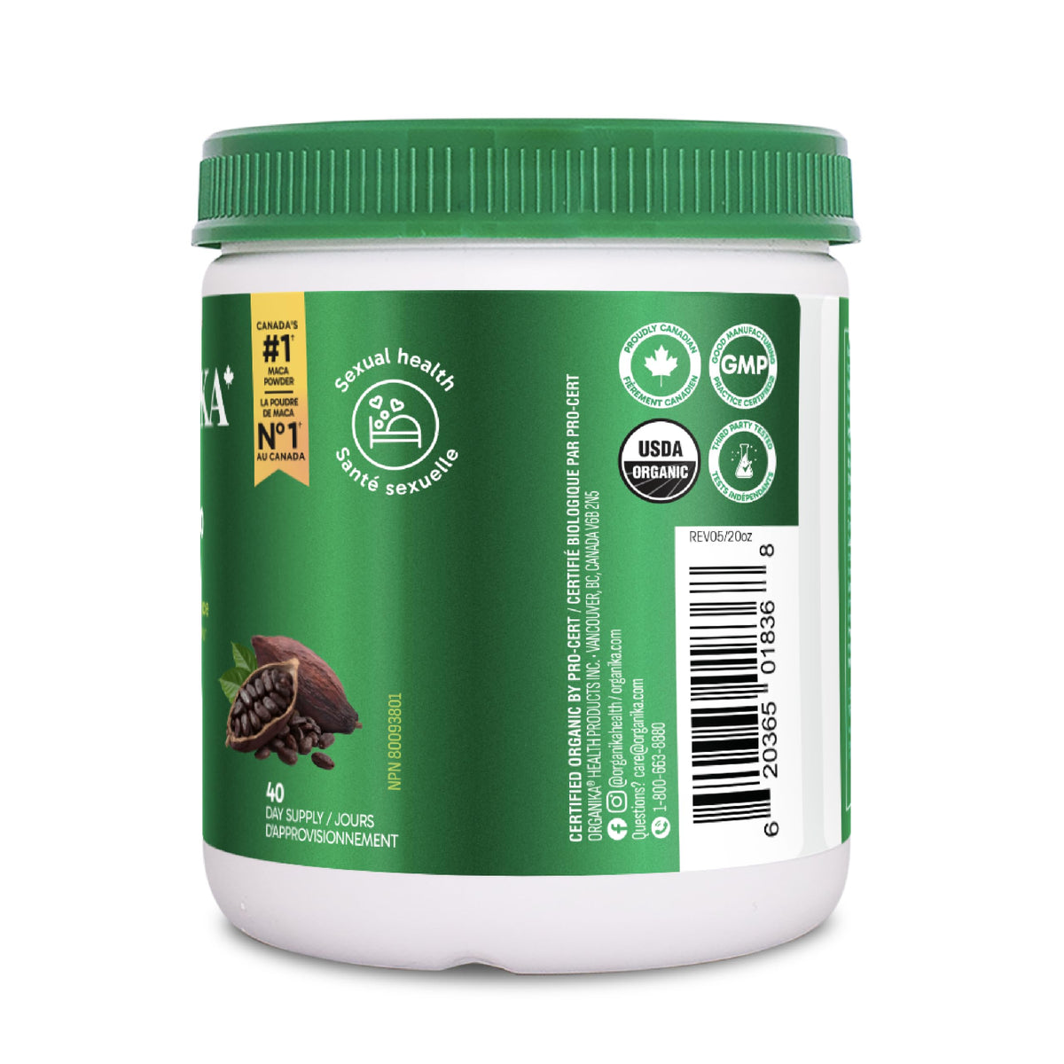 Organika Organic Maca and Cacao Powder- Gelatinized for Easy Absorption, Adaptogenic- 200g