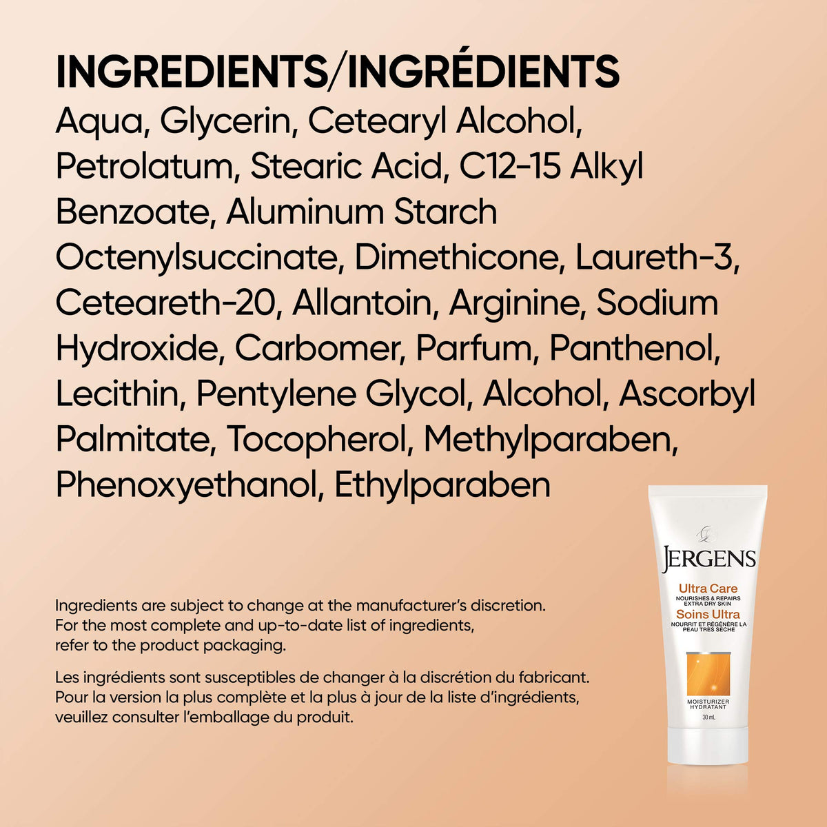 Jergens Ultra Care Moisturizer & Body Lotion Travel Size Multi Pack for Dry Skin (30 ML X 24 CT.)
