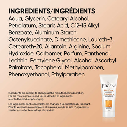 Jergens Ultra Care Moisturizer & Body Lotion Travel Size Multi Pack for Dry Skin (30 ML X 24 CT.)