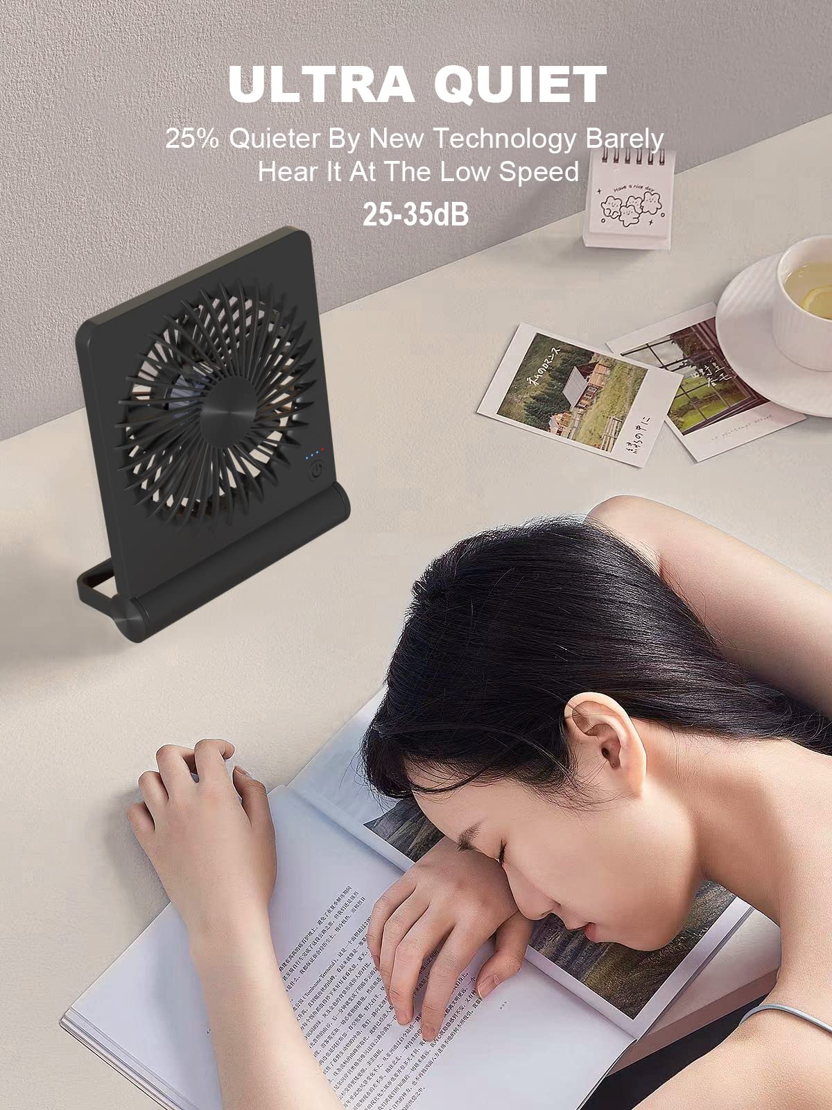 Small Desk Fan,Rechargeable USB Fan Battery Operated,Ultra Quiet, Strong Wind, 3 Speeds Travel Fans - Available at All In One Marketplace Canada
