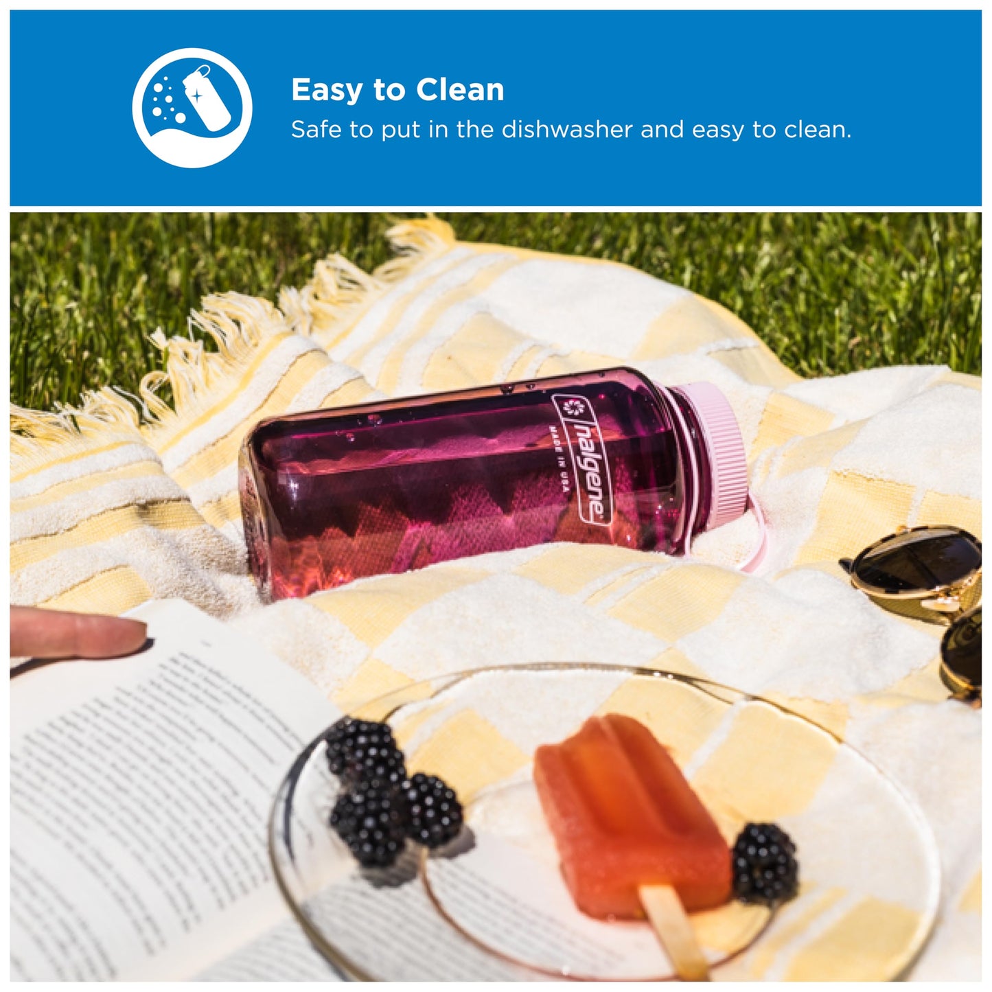 Nalgene 32 oz Wide Mouth Water Bottle BPA-Free, Durable & Leak Proof, Lightweight Bottle for Hiking & Gym, Work & Travel, Cherry Blossom