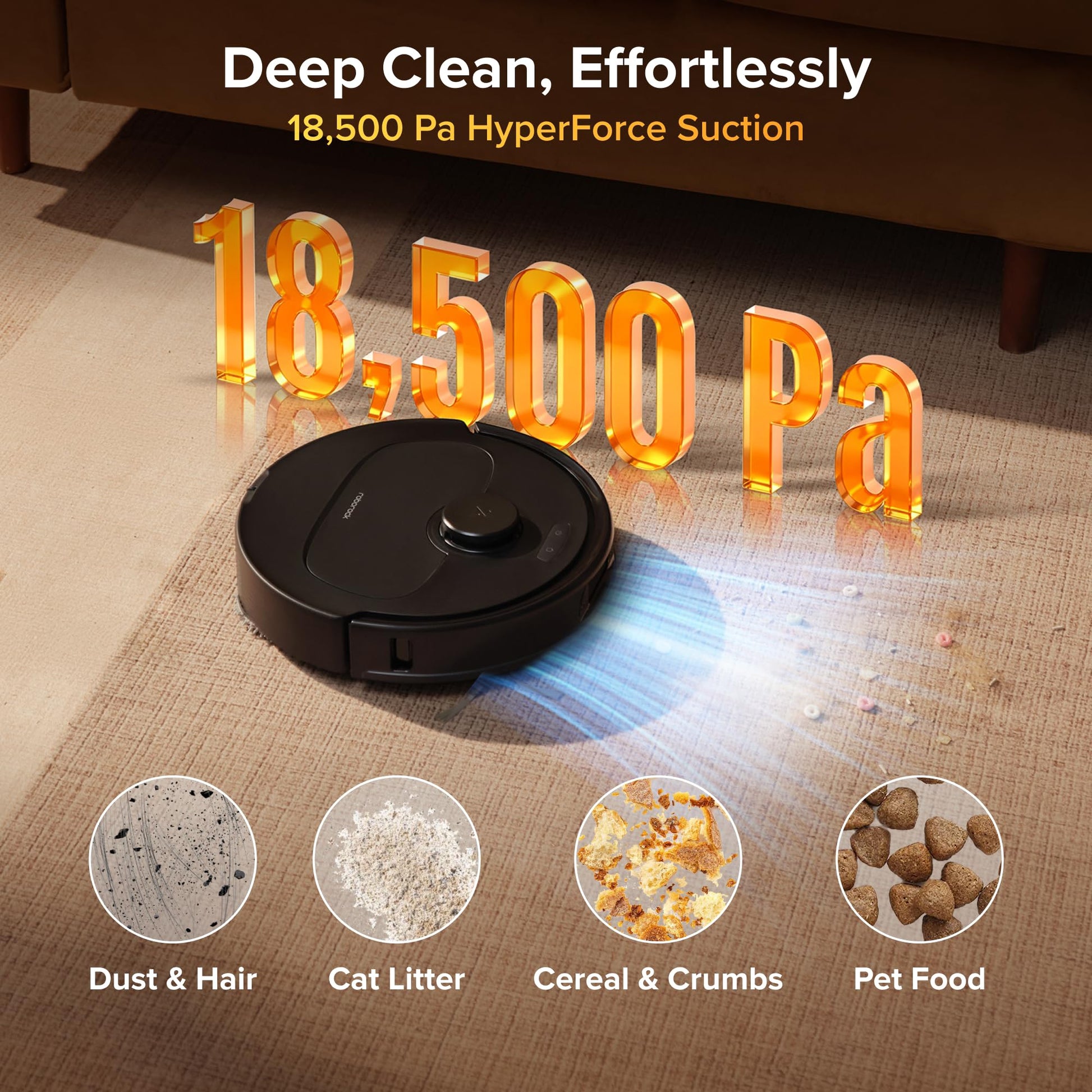 Roborock 2026 New Qrevo S Pro Robot Vacuum and Mop, 18,500Pa Suction, Anti-Tangle Brushes, Reactive AI Obstacle Recognition, 75℃ High-Temp Washing, 10mm Mop Lifting, Self-Emptying and Refilling