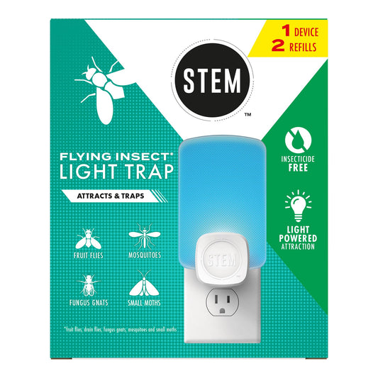 STEM Flying Insect Light Trap Kit, Fruit Fly Trap for Indoor Use, Effective Insect Control for Home, Drain Fly & Fungus Gnat Control, Insecticide-Free Plug-in Device, 1 Device + 2 Cartridges - Available at All In One Marketplace Canada