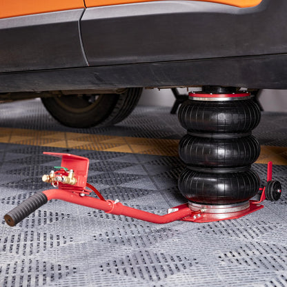 VEVOR Air Jack, 3 Ton/6600 lbs Triple Bag Air Jack, Airbag Jack with Six Steel Pipes, Lift up to 17.7 inch/450 mm, 3-5 s Fast Lifting Pneumatic Jack, with Long Handles for Cars, Garages, Repair, (Red) VEVOR