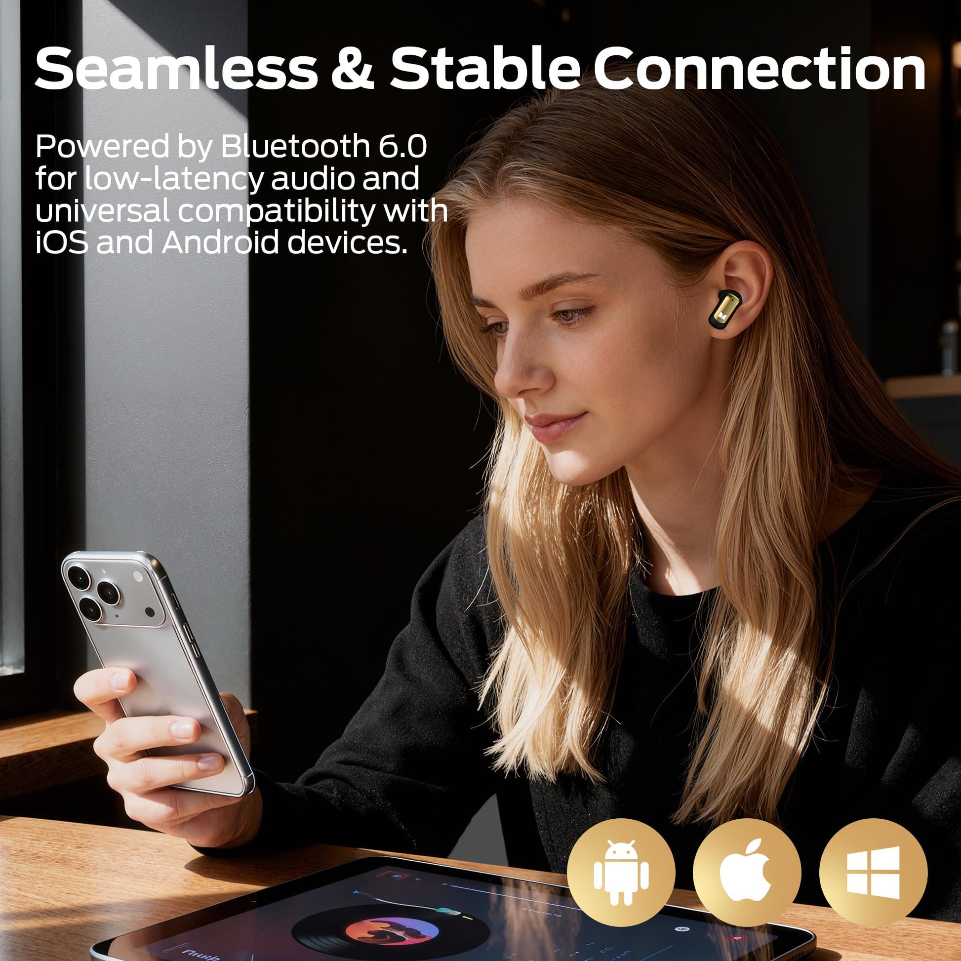 Monster N-Lite 217 Wireless Earbuds, Immersive Stereo Sound, Bluetooth 6.0 in-Ear Headphones, Built-in Smart Noise Cancelling Mic for Clear Calls, Comfortable Fit, 32H Playtime, IPX6 Waterproof, Black