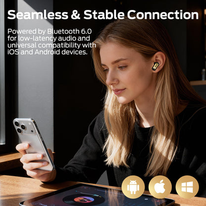 Monster N-Lite 217 Wireless Earbuds, Immersive Stereo Sound, Bluetooth 6.0 in-Ear Headphones, Built-in Smart Noise Cancelling Mic for Clear Calls, Comfortable Fit, 32H Playtime, IPX6 Waterproof, Black