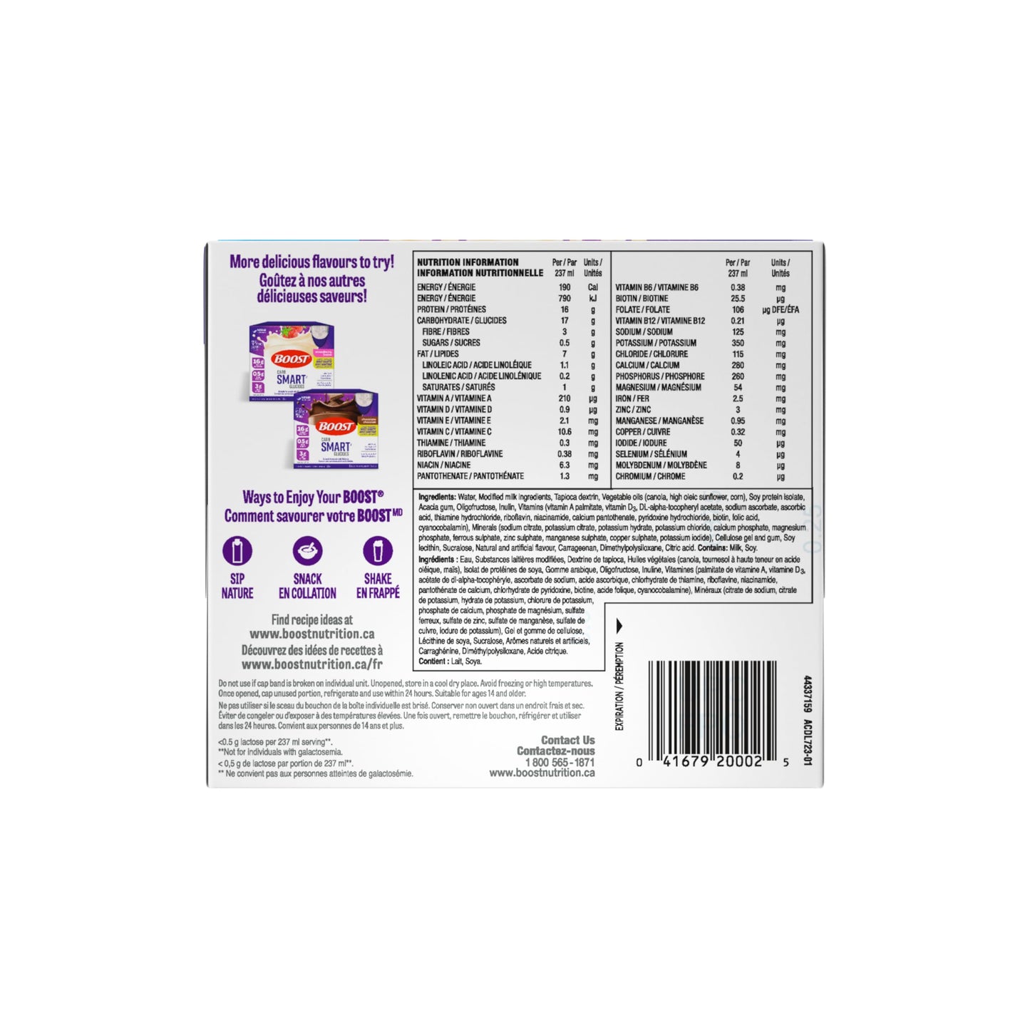 BOOST CarbSmart Vanilla, High Protein, Low Sugar, 24 Vitamins & Minerals, Nutritional Supplement, 16g Protein, 0.5g Sugar, Kosher, Gluten-free, Suitable For Diabetics, 24 Bottles, 6 kg Boost