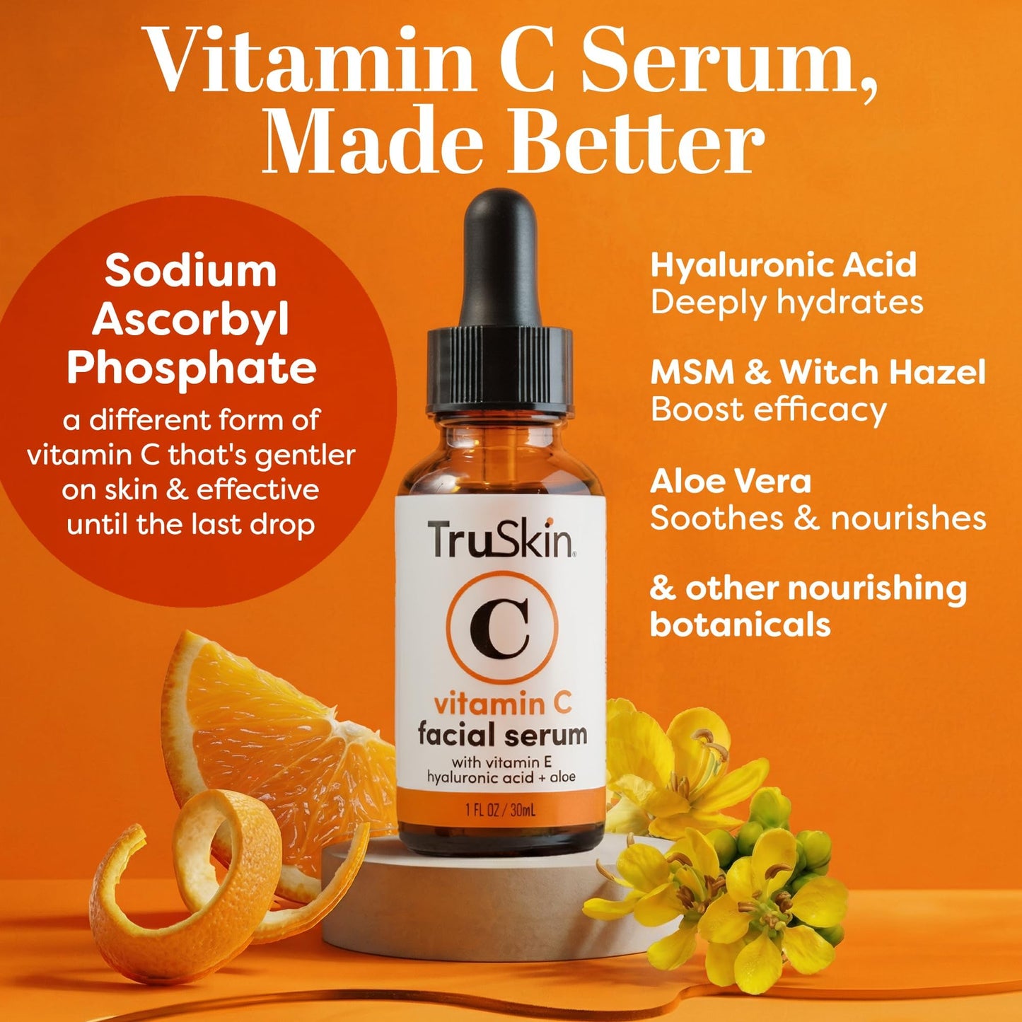 TruSkin Vitamin C Serum For Face – Anti Aging Formula with Vitamin C, Hyaluronic Acid, Vitamin E – Brightening Serum – Improve Appearance of Dark Spots, Tone, Fine Lines & Wrinkles, 1 Fl Oz - Available at All In One Marketplace Canada