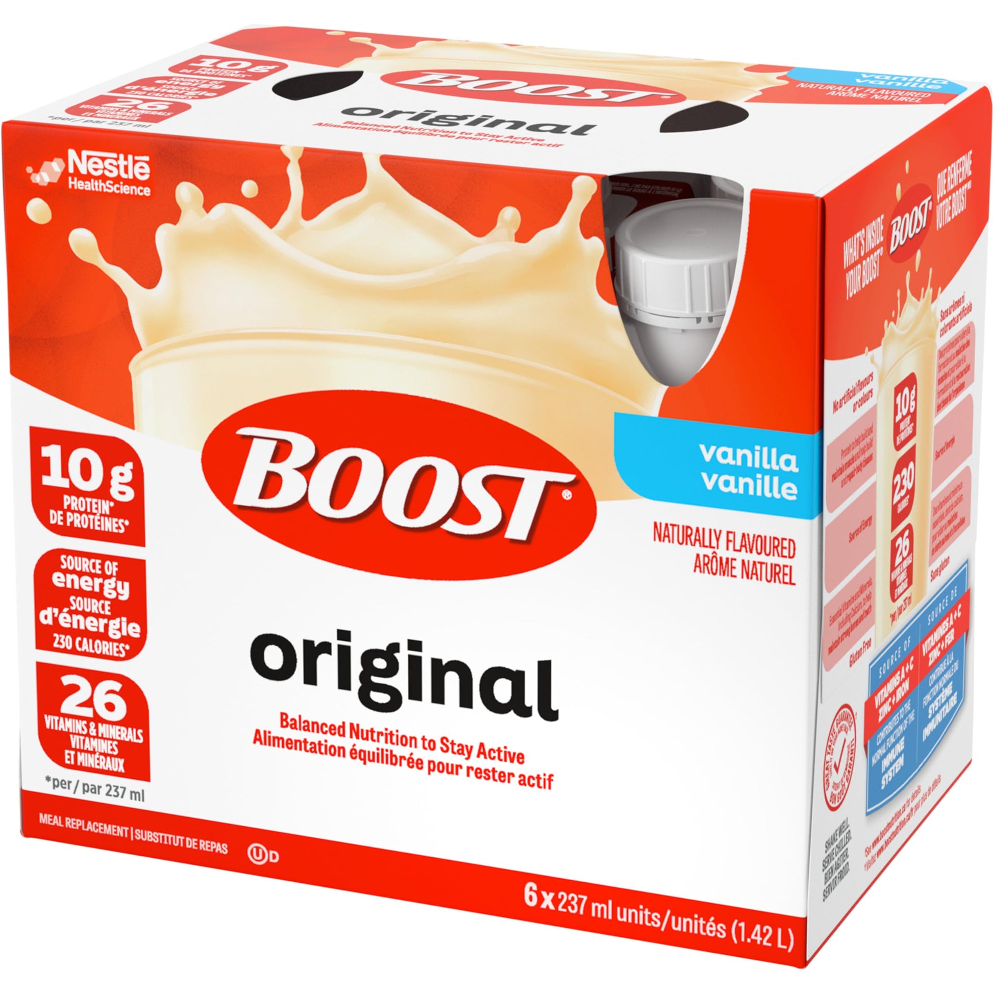 BOOST Original Vanilla Meal Replacement Drink – 6 Pack (237ml each), Case of 4