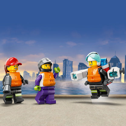 LEGO City Fire Rescue Boat 60373, Toy Floats on Water, with Jetpack, Dinghy and 3 Minifigures, Everyday Hero Toys for Kids, Boys and Girls Ages 5+