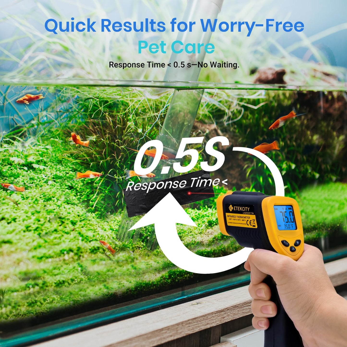 Etekcity Lasergrip 1080 Laser Thermometer Digital Infrared Thermometer Temperature Gun for Kitchen Cooking BBQ Grill and Bath Water, -58℉~1130℉ (-50℃～610℃), Yellow and Black