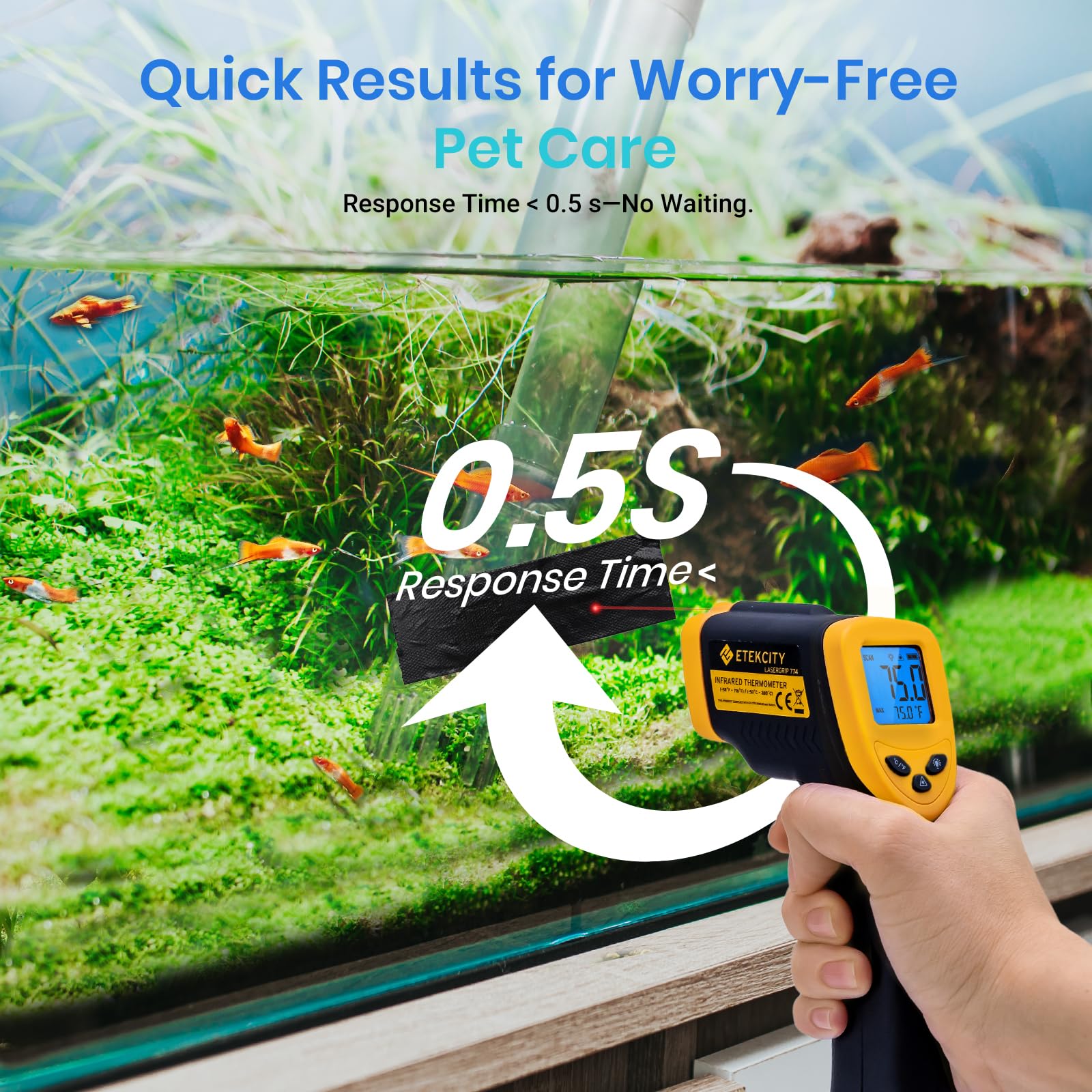 Etekcity Lasergrip 1080 Laser Thermometer Digital Infrared Thermometer Temperature Gun for Kitchen Cooking BBQ Grill and Bath Water, -58℉~1130℉ (-50℃～610℃), Yellow and Black
