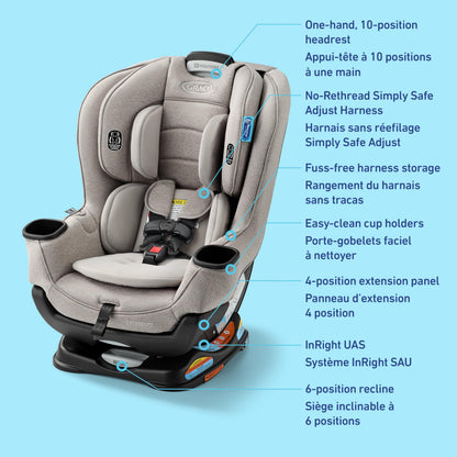 Graco Extend2Fit Convertible Car Seat, Ashten
