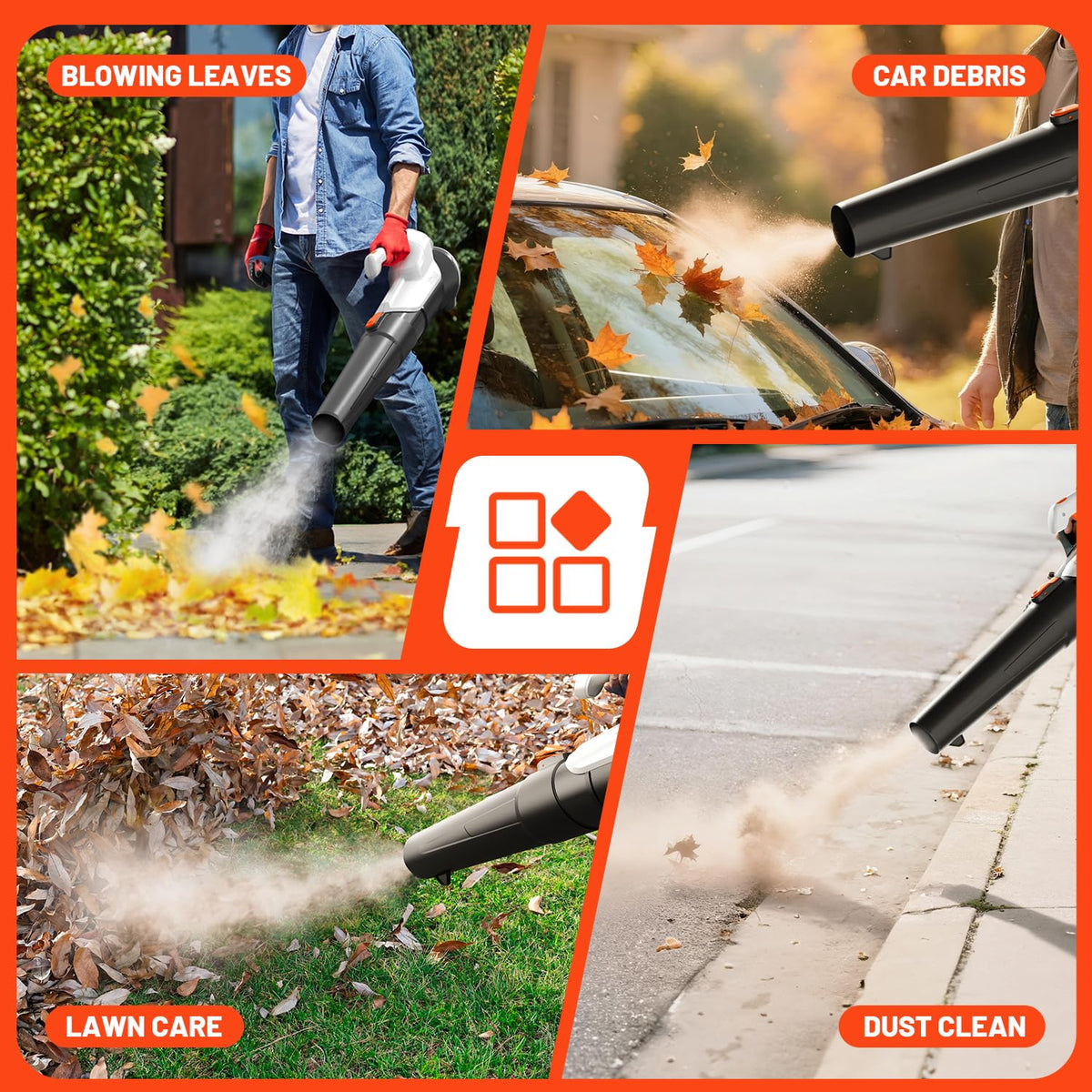 Litheli 20V Cordless Leaf Blower, 355CFM 85MPH 2-Speed, Handheld Electric Blower for Lawn Care Patio Dust Leaf Cleaning, Powered by 2×2.0Ah Batteries