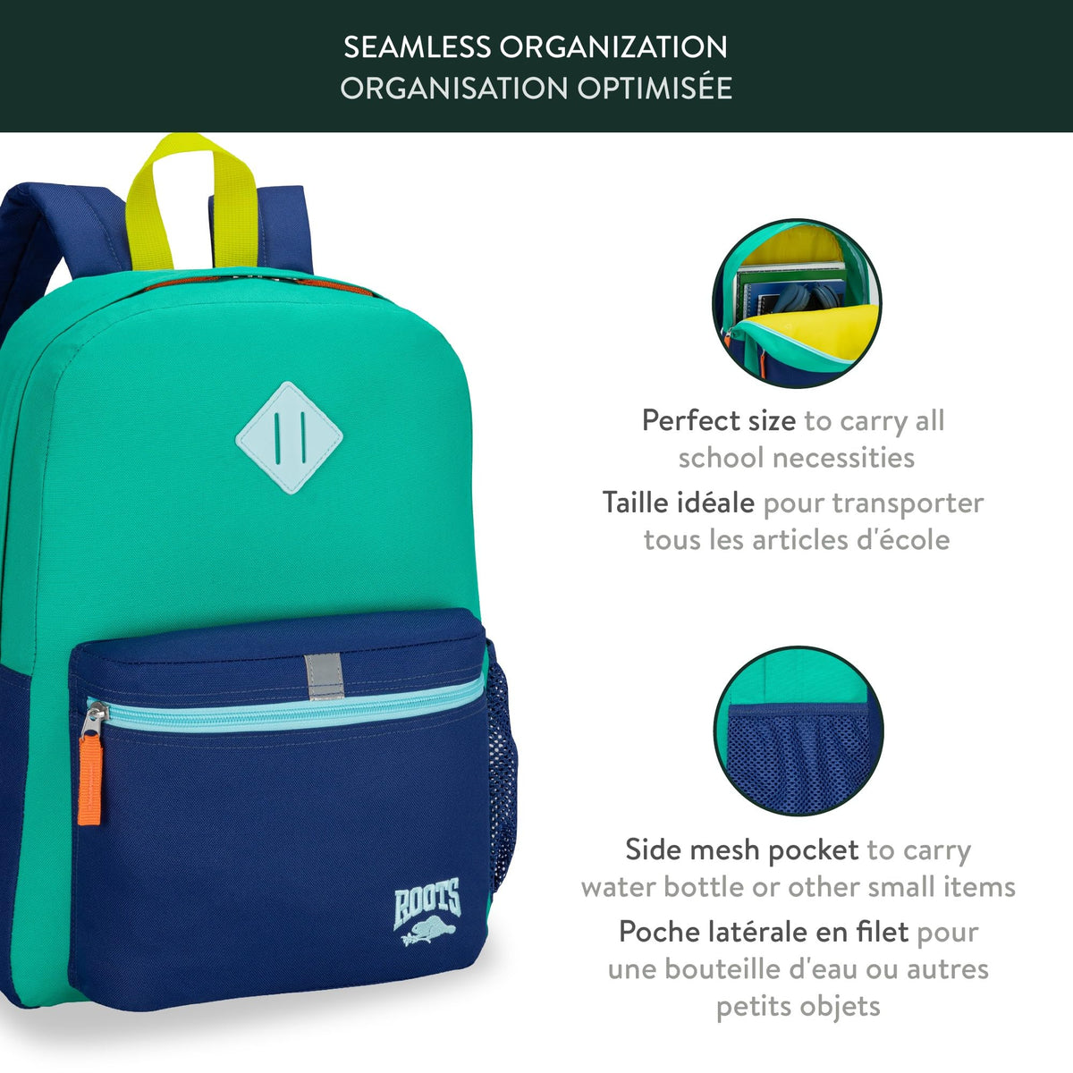 Ensemble assorti 2 pièces pour enfants Roots, sac à dos de 22,5 L et sac à lunch de 7 L