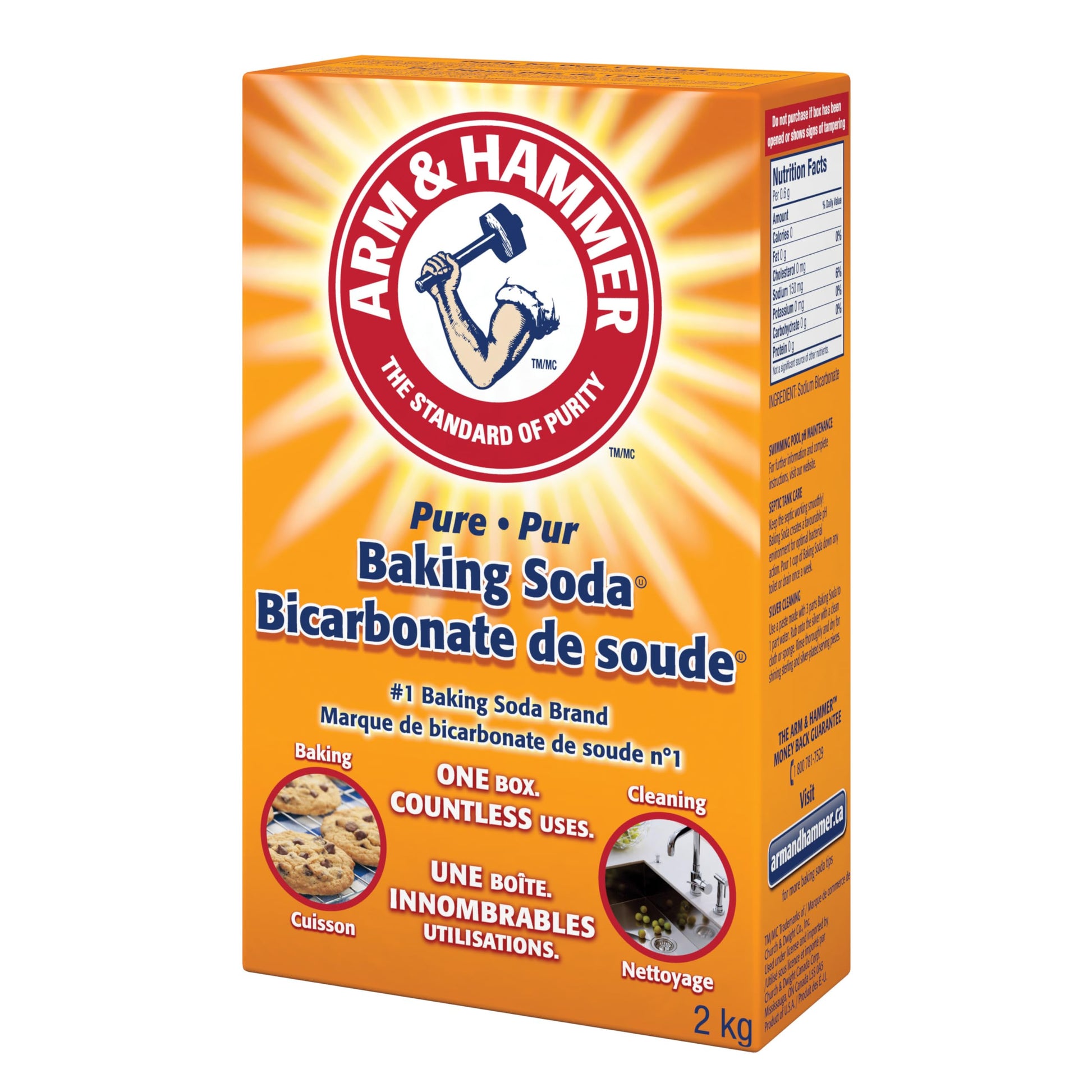 Arm & Hammer Pure Baking Soda – Multi-Purpose Cleaner, Natural Odour Eliminator & Baking Essential – Large Value Size – 2 kg (Pack of 1)