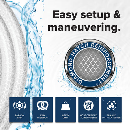 Camco TastePURE 50-Ft RV Drinking Water Hose - Contains No Lead, No BPA & No Phthalate - Features Diamond-Hatch Reinforced PVC Design - 5/8” Inside Diameter, Made in the USA (22793) 🍁 All In One Marketplace Canada