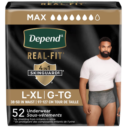 Depend Real Fit Adult Incontinence Underwear for Men, Maximum Absorbency, L/XL, Grey, 52 Count 🍁 All In One Marketplace Canada