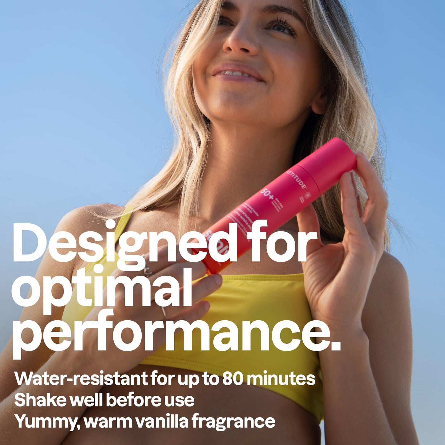 ATTITUDE Mineral Sunscreen Lightweight Lotion SPF 50, Broad Spectrum Zinc Oxide, EWG Verified, Non-Nano, Water-Resistant 80 Minutes, Non-Greasy for Face & Body, Vegan, Sun-Kissed Vanilla Scent, 80 grams