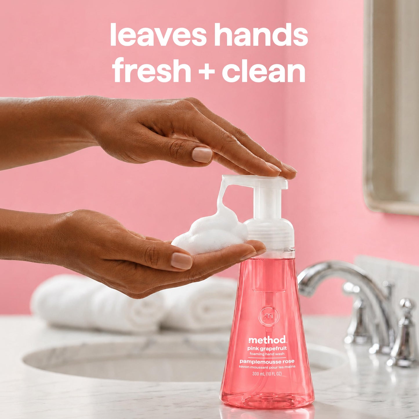 Method Foaming Hand Soap, Biodegradable Formula with Foaming Soap Dispenser Made of 100% Recycled Plastic, Pink Grapefruit Scent, 300 ml Soap Pump Bottles, 6 Pack Method