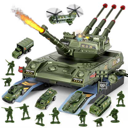 Army Tank Toys for Boys 3 4 5 6 7 8 Years Old, Military Toys Playset with 6 Mini Die-Cast Cars Helicopter & 10 Army Men Toy Soldiers, Kids Christmas Birthday Gifts Present for Boys Age 3+ 🍁 All In One Marketplace Canada