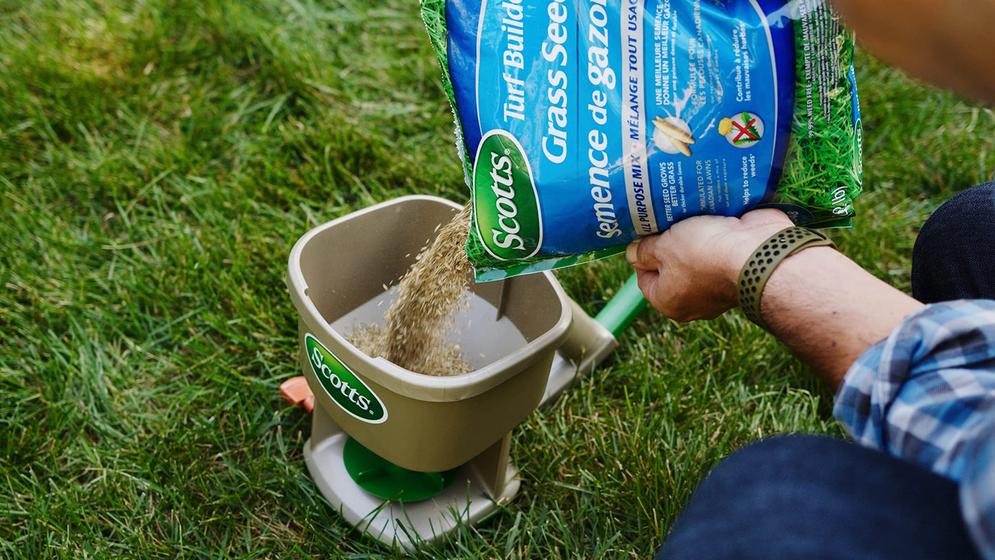 Scotts Whirl Hand Held Spreader - Great for Small Areas - Spreads Grass Seed, Fertilizer, Ice melt - Portable & Easy to Use 🍁 All In One Marketplace Canada