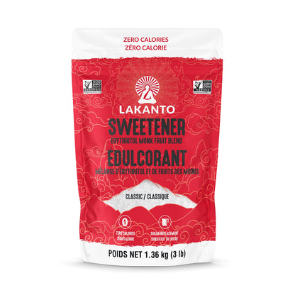 Lakanto Monkfruit & Erythritol Sweetener - 1-to-1 Sugar Replacement, Zero Calories, Keto & Diabetic Friendly (3 lb / 1.36 kg)