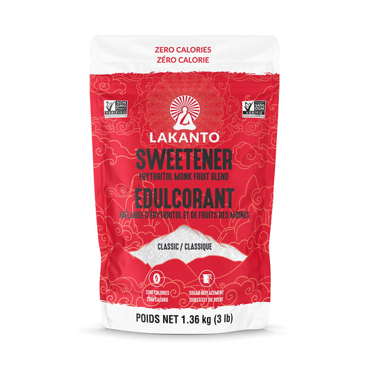 Lakanto Monkfruit & Erythritol Sweetener - 1-to-1 Sugar Replacement, Zero Calories, Keto & Diabetic Friendly (3 lb / 1.36 kg)