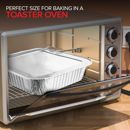 Stock Your Home Aluminum Foil Pans 8x8 Baking Pans Disposable with Lids (10 Pack) Square Baking Pans with Lids - 8 Inch Cake Pan - Brownie Pan - Lasagna Pan - 8 Inch x 8 Inch x 2 Inch 🍁 All In One Marketplace Canada