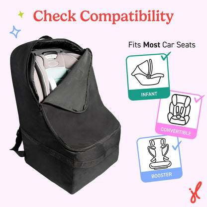 J.L. Childress Padded Backpack Car Seat Bag - Travel Bag for Airplane, Fits Most Baby & Infant Car Seats, Boosters, & Carriers, Airport Accessories for Gate Check or Baggage Check - Ultimate, Black 🍁 All In One Marketplace Canada
