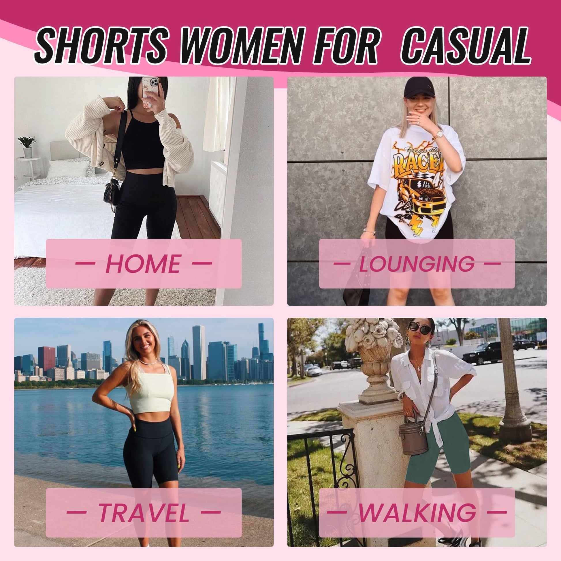 CAMPSNAIL 4 Pack Biker Shorts Women - 5"/8" High Waisted Soft Tummy Control for Workout Gym Yoga Running Summer Shorts