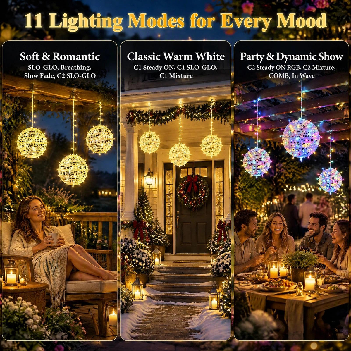 Fairdeer 8 Pack 7.9" Outdoor Christmas Balls, Warm White & Multicolor 🍁 All In One Marketplace Canada