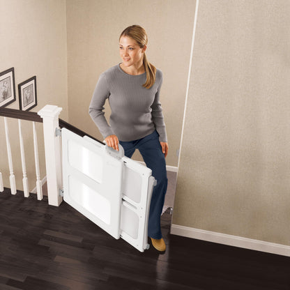Safety 1st Perfect Fit Gate, Pressure or Hardware installed - Fits Spaces Between 28" and 42" Wide, 28" Tall. Pivoting Bumper For Uneven Openings, Solid Panel Design, Perfect for babies and Pets, White Safety 1st