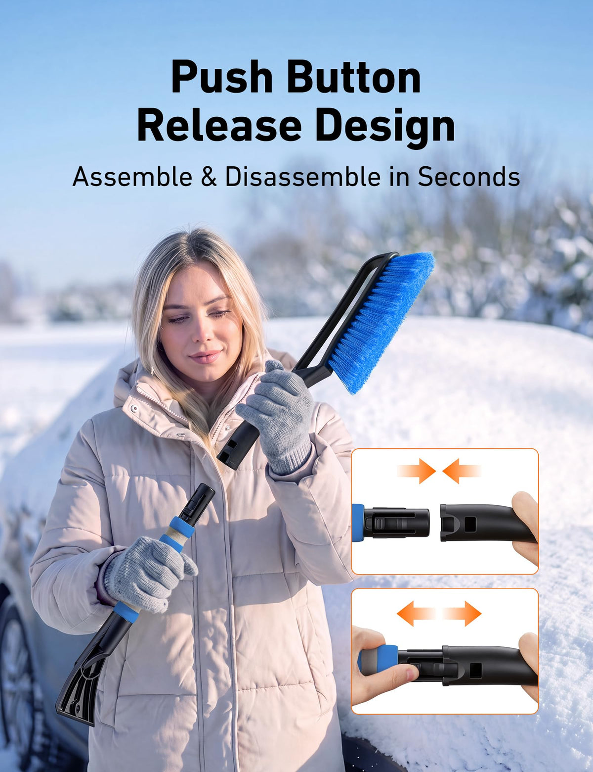 AstroAI 27" 2-in-1 Detachable Snow Brush & Ice Scrapers for Car Windshield 🍁 All In One Marketplace Canada