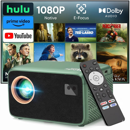 【Netflix Compatible & Dolby Audio】 TMY 4K Smart Projector with Upgraded HiFi Speaker, Real 1080P WiFi 6 Mini Projector with Electric Focus & Auto Keystone, Portable Projecteur for Indoor and Outdoor