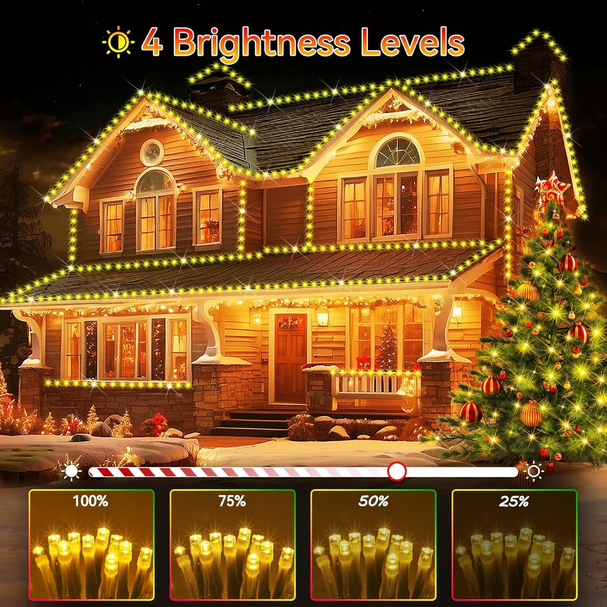 Mresove Upgraded 105FT 300LEDs Christmas Lights Connectable Outdoor Indoor String Lights Timer with Remote 8 Modes Memory Function for Christmas Tree Party Decoration Warm White 🍁 All In One Marketplace Canada