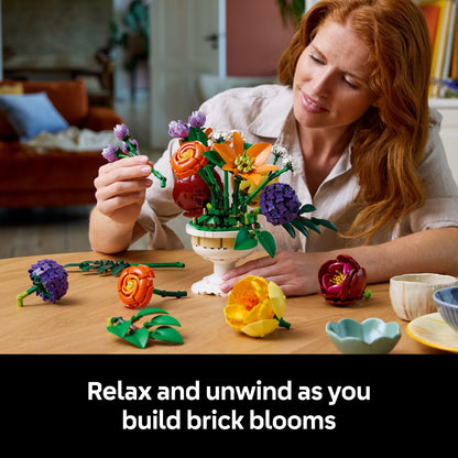LEGO Botanicals Flower Arrangement Artificial Flowers Building Set - Wedding Decor for Table Display - Gift for Wedding, Bridesmaid - Unique Bouquet for Adults, Ages 18+ - 10345